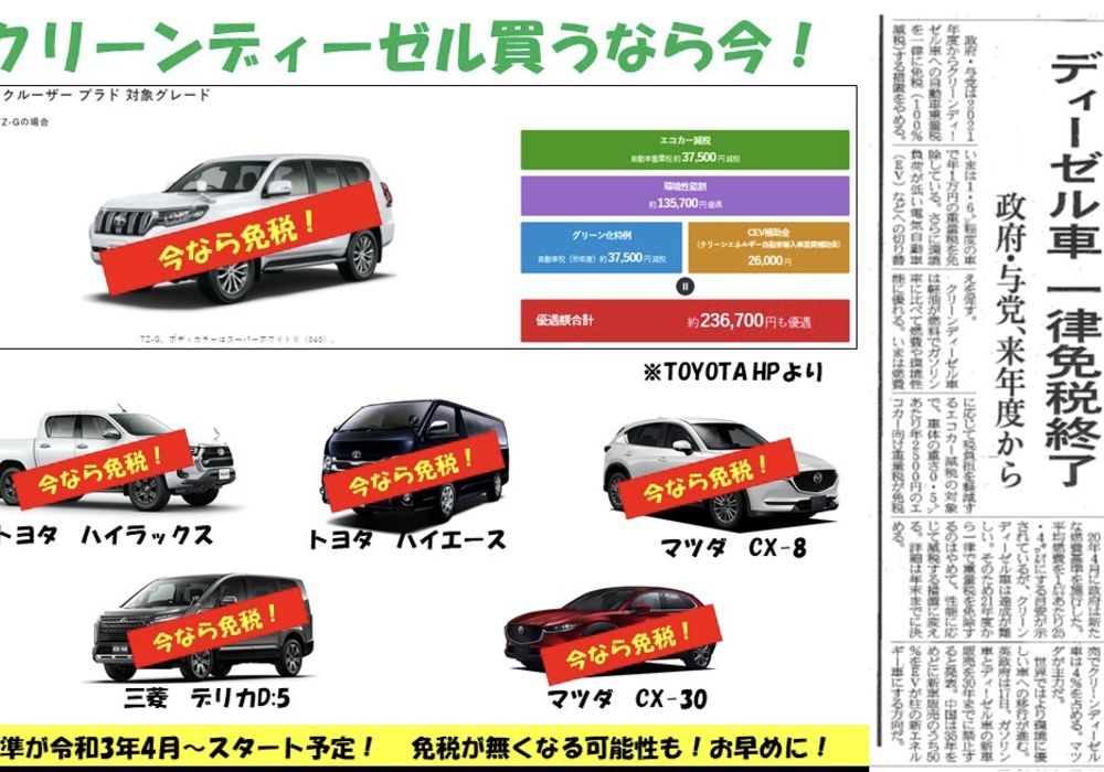 クリーンディーゼル車を買うなら今